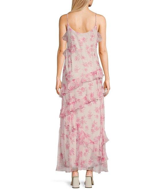 B. Darlin Spaghetti Strap V-Neck Ruffle Skirt Dress Product Image