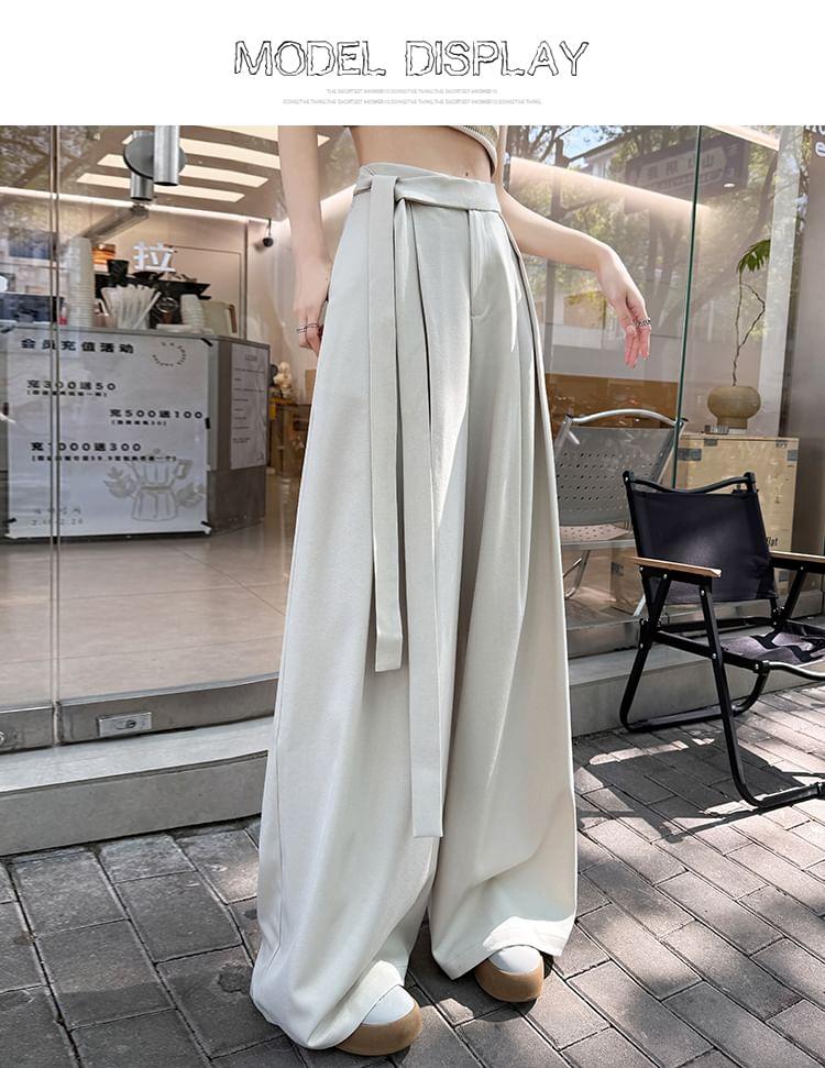 High Waist Plain Wide Leg Suit Pants Product Image