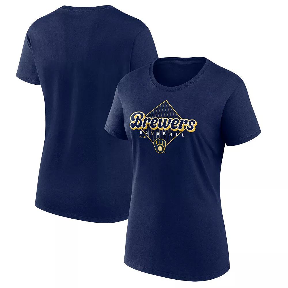 Women's Fanatics Navy Milwaukee Brewers Cotton T-Shirt, Size: 2XL, Blue Product Image