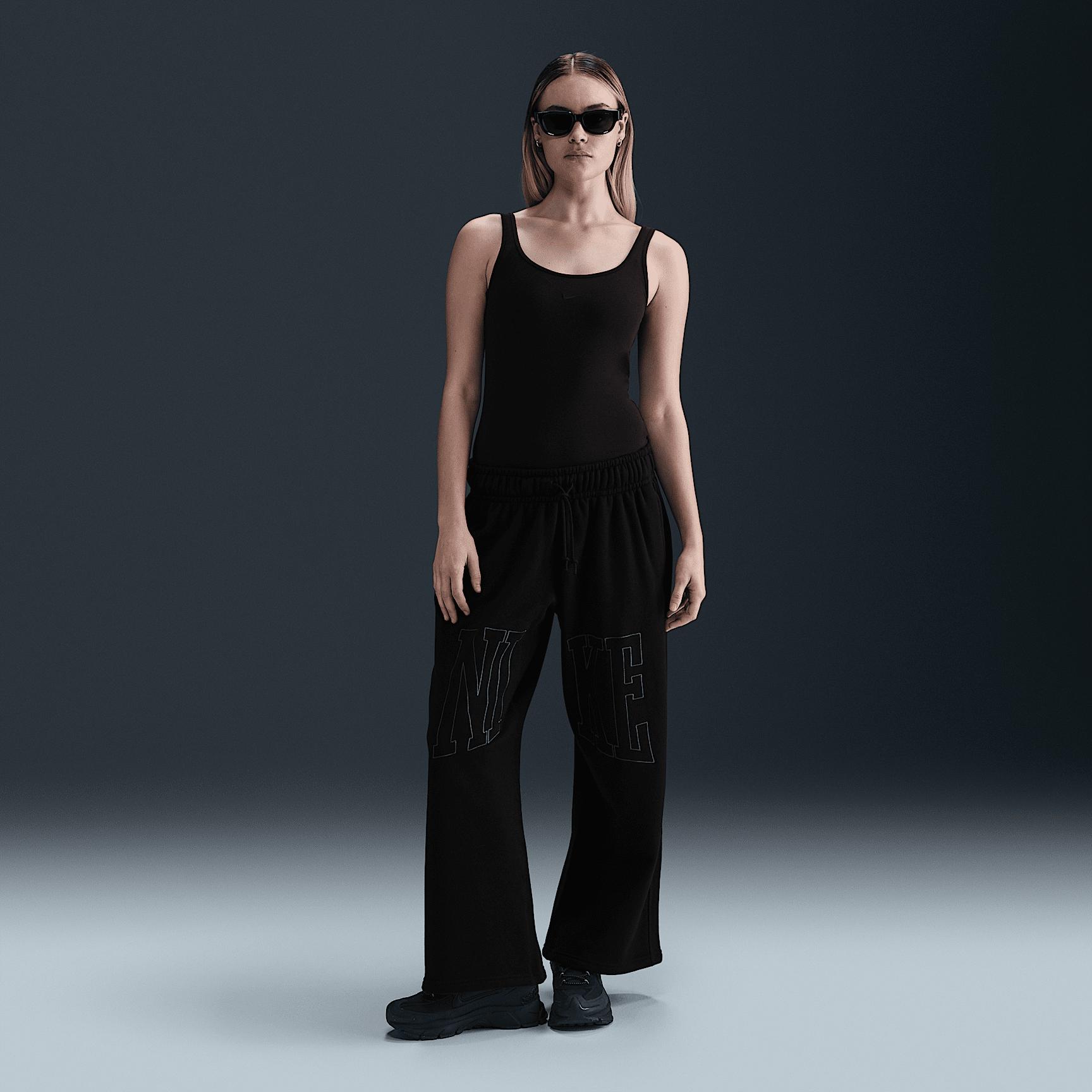 Womens Nike Sportswear Mid-Rise Oversized Open-Hem French Terry Pants | HQ5883-010 Product Image