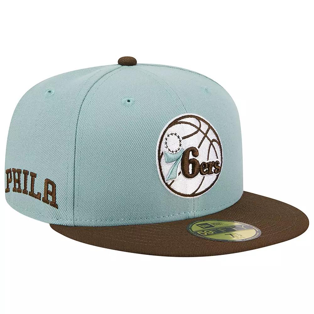 Men's New Era Light Blue/Brown Philadelphia 76ers Two-Tone 59FIFTY Fitted Hat,  Product Image