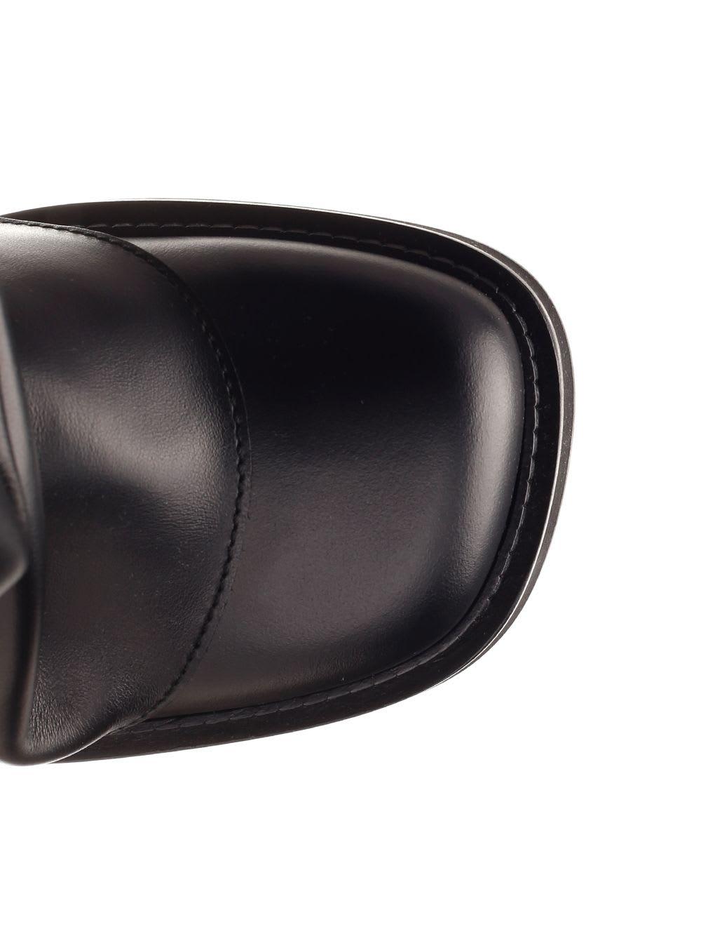 ATTICO Robin Black Boots With Square Toe And Logo Plaque On The Rear In Leather Woman Product Image