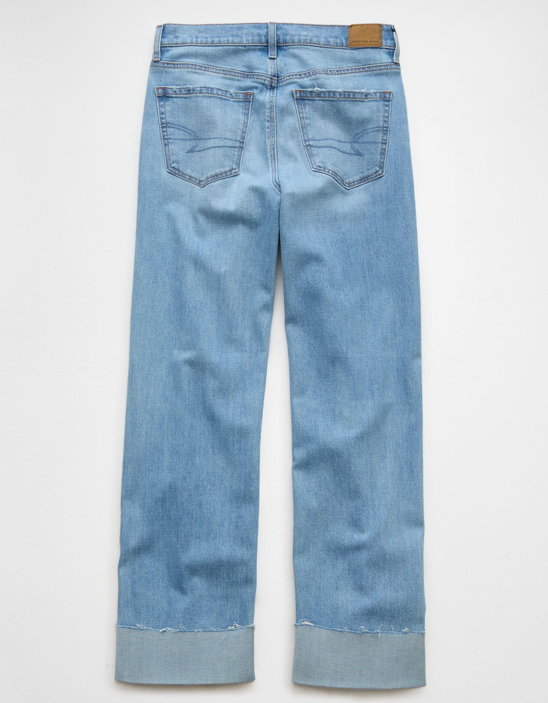AE Stretch High-Waisted Stovepipe Cuffed Jean Product Image
