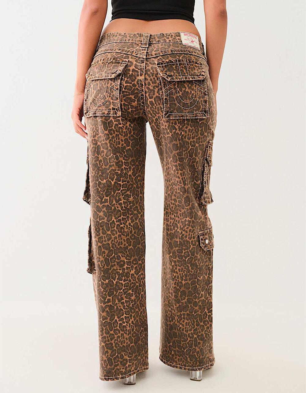 TRUE RELIGION Bobbi Big T Womens Leopard Print Cargo Jeans - LEOPARD Product Image