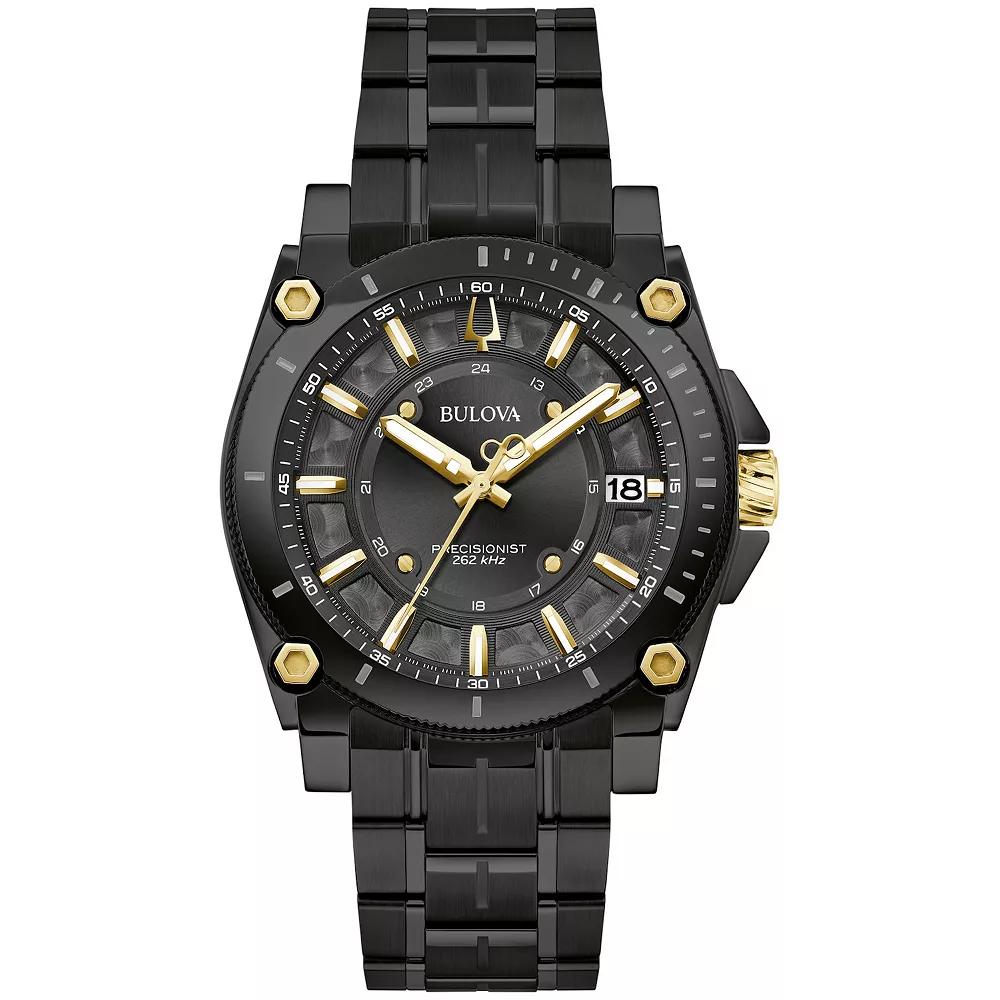 Bulova Men's Icon Black Ion-Plated Stainless Steel Gold Accent Dial Bracelet Watch - 98B408,  Product Image