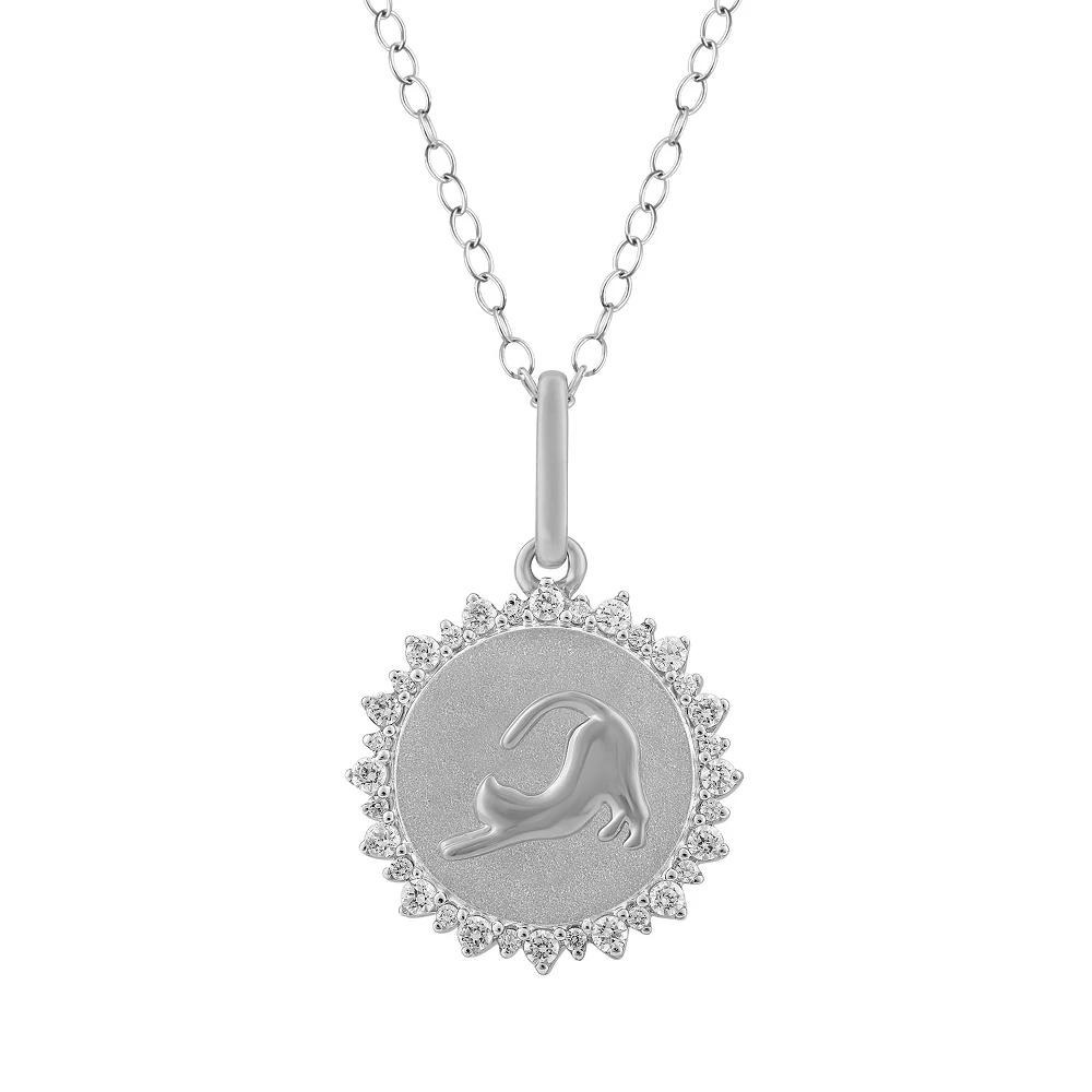 Royal Aura Sterling Silver 1/4 Carat T.W. Diamond Medallion Cat Pendant Necklace, Women's, Size: 18" Product Image