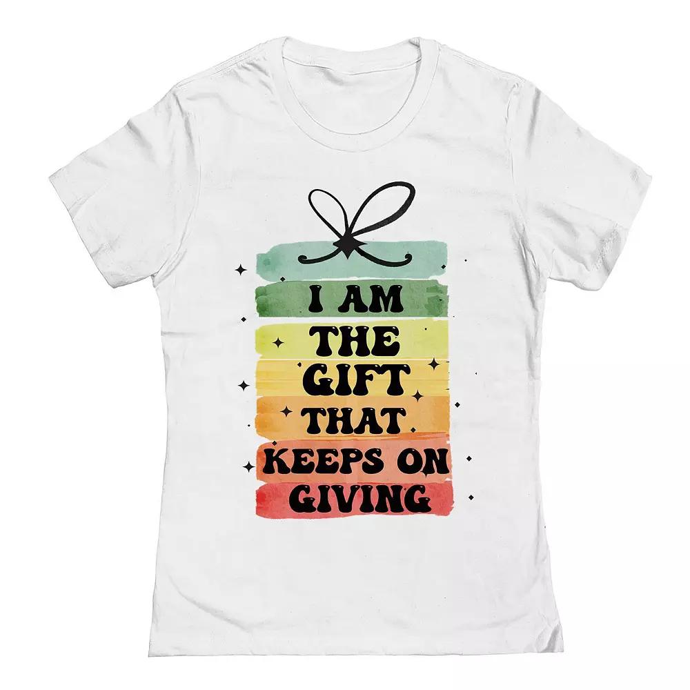 Junior's Christmas I Am The Gift Graphic Tee, Women's, Size: Small, White Product Image
