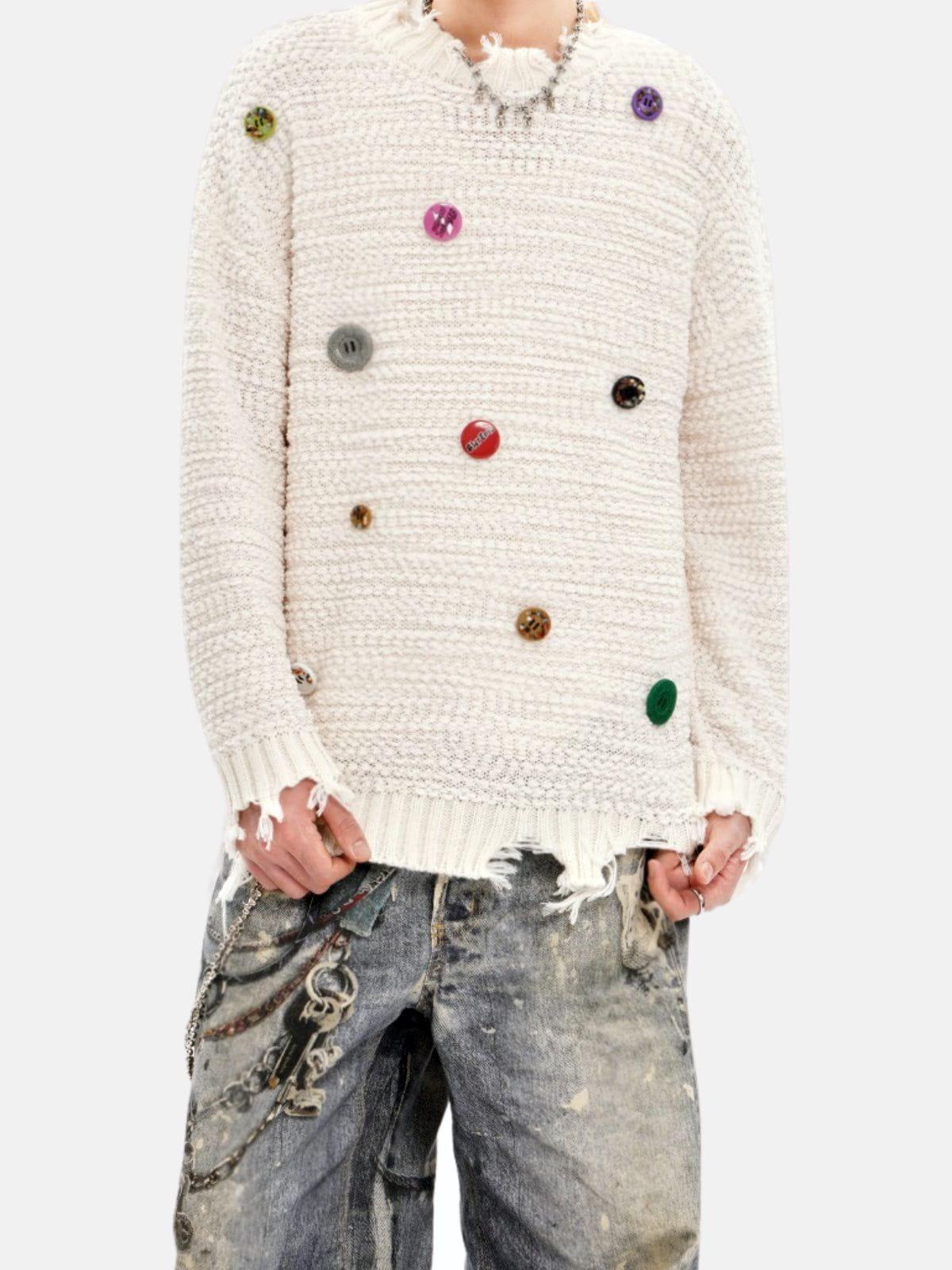 Aelfric Eden Colorful Button Fringe Sweater Product Image