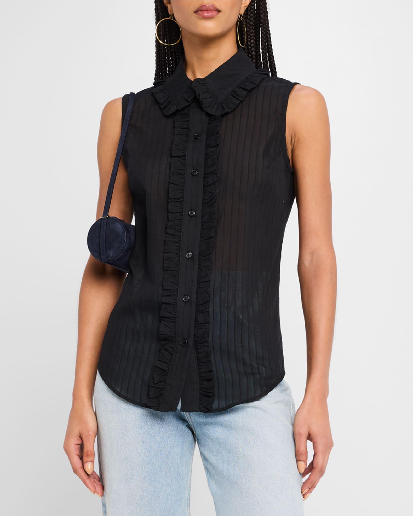 Sleeveless Ruffle-Trim Shirt Product Image