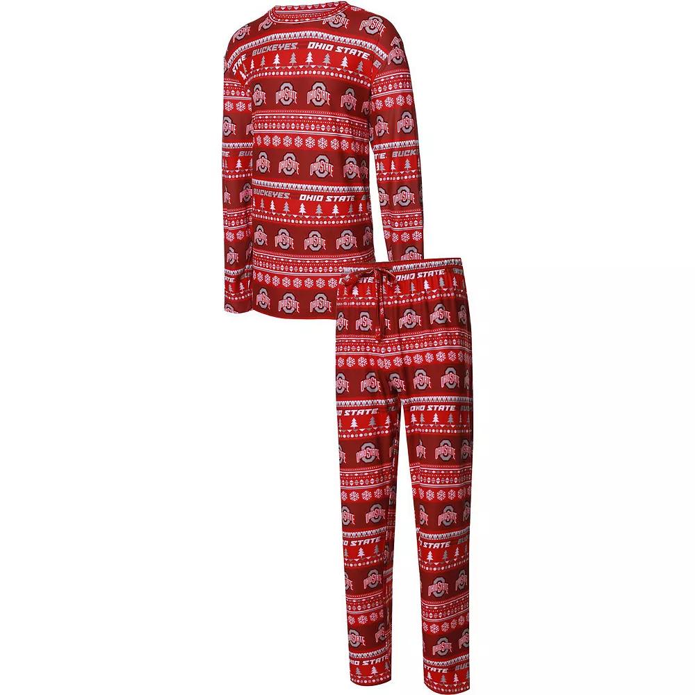 Men's Concepts Sport Scarlet Ohio State Buckeyes Ugly Sweater Knit Long Sleeve Top and Pant Set, Size: Large, Red Product Image