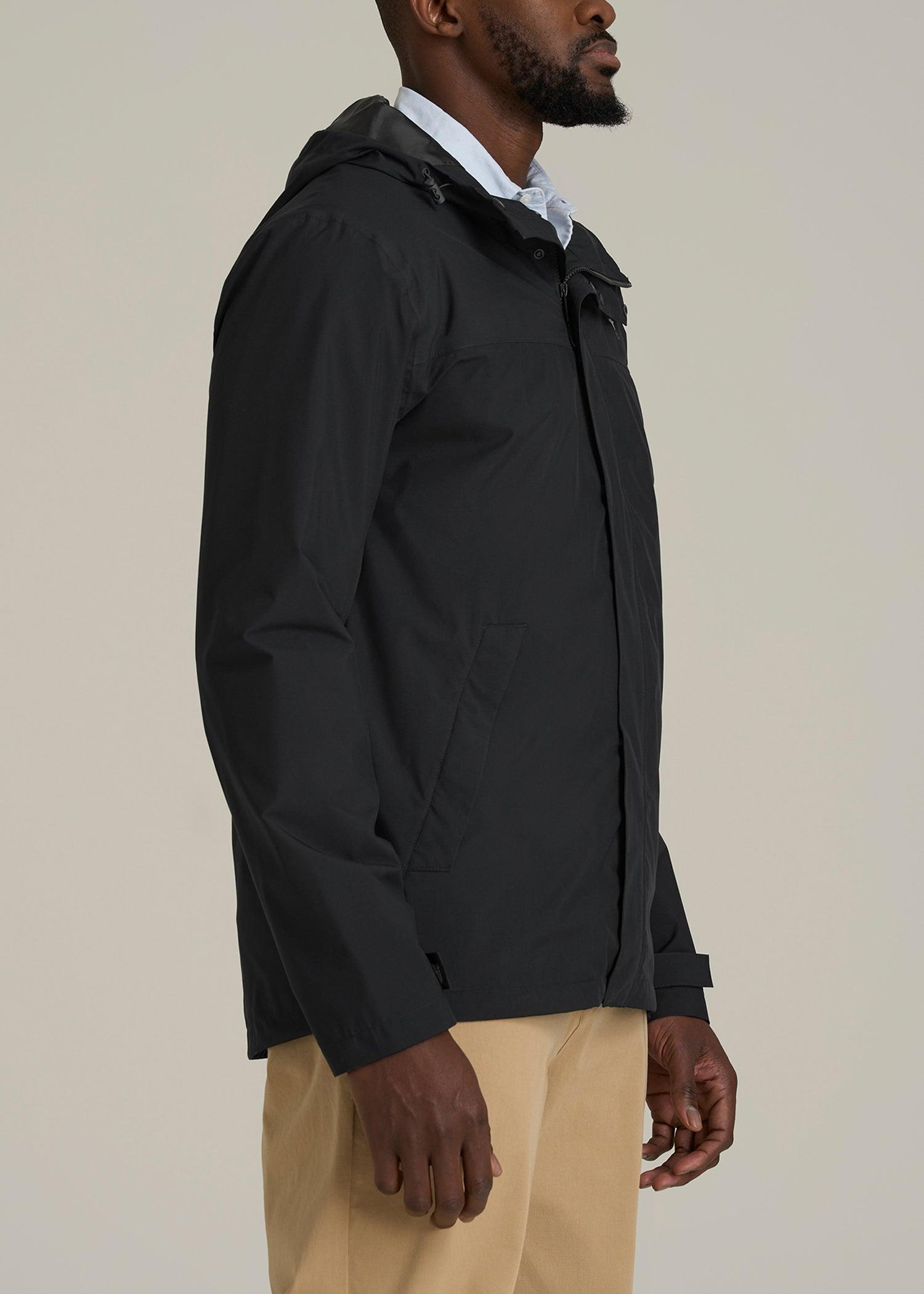 Lightweight Rain Jacket for Tall Men in Black Male Product Image