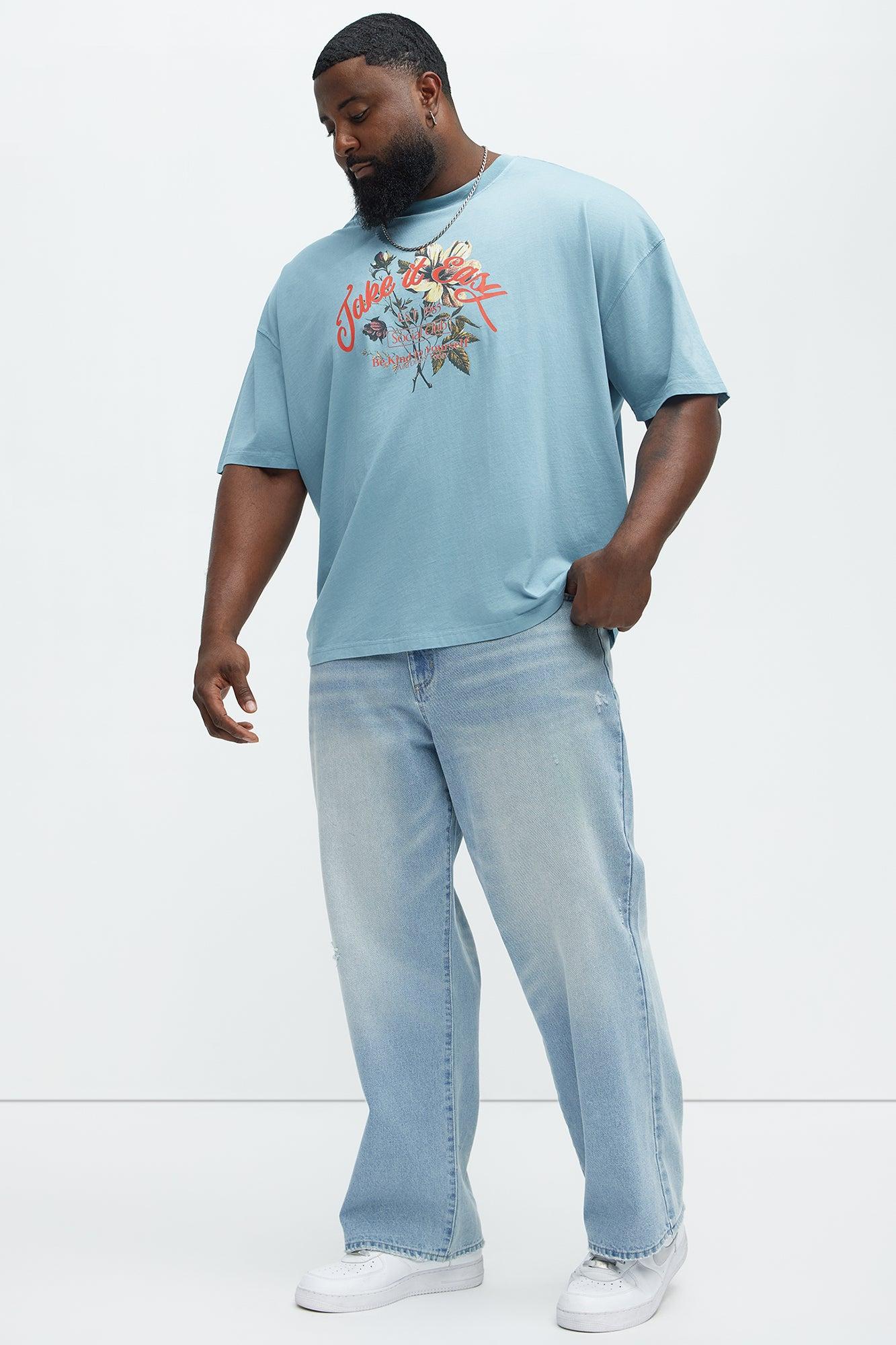 Take It Easy Oversized Short Sleeve Tee - Light Blue Product Image