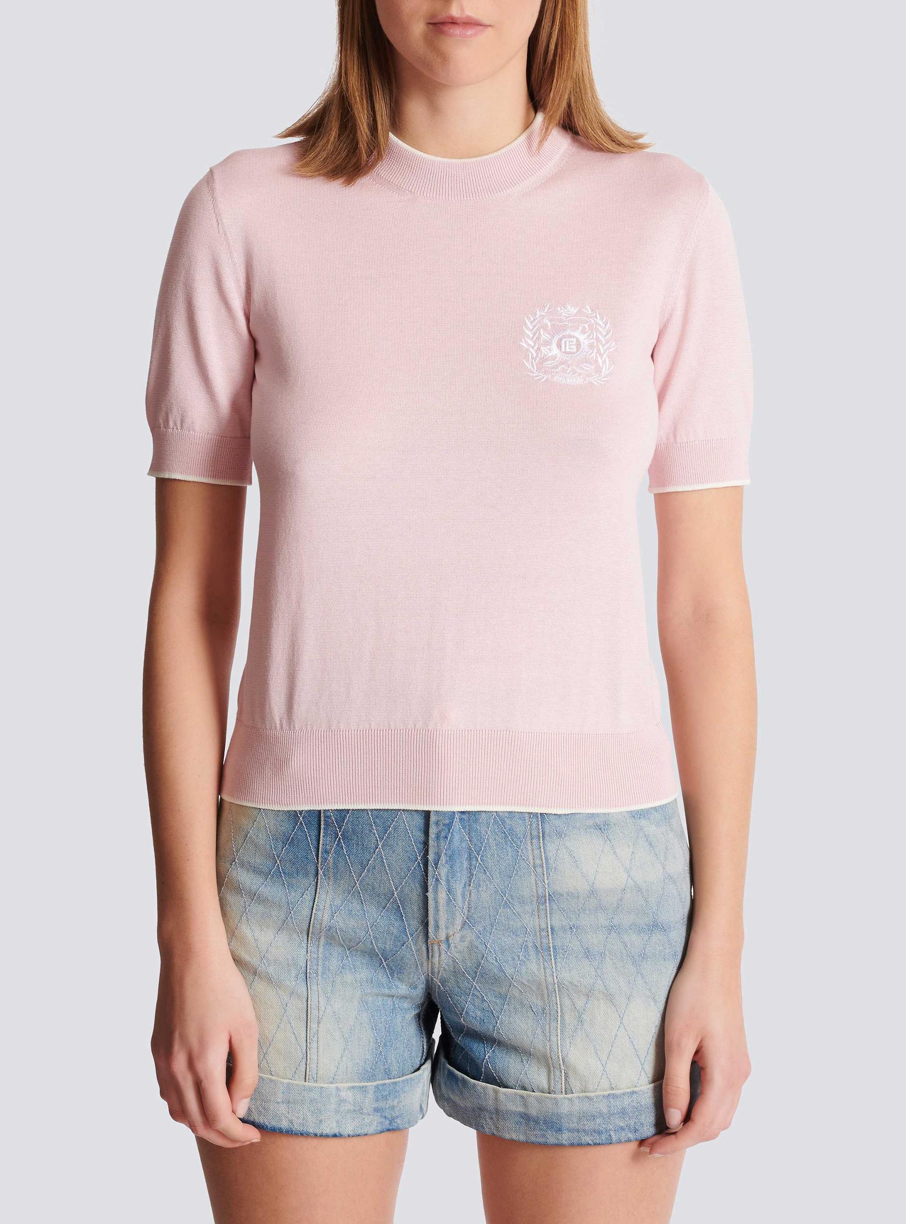 Balmain Emblème-embroidered knit top Product Image