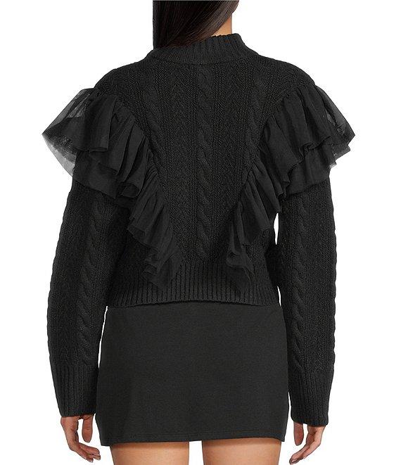 GB Mesh Tulle Cable Knit Sweater Product Image