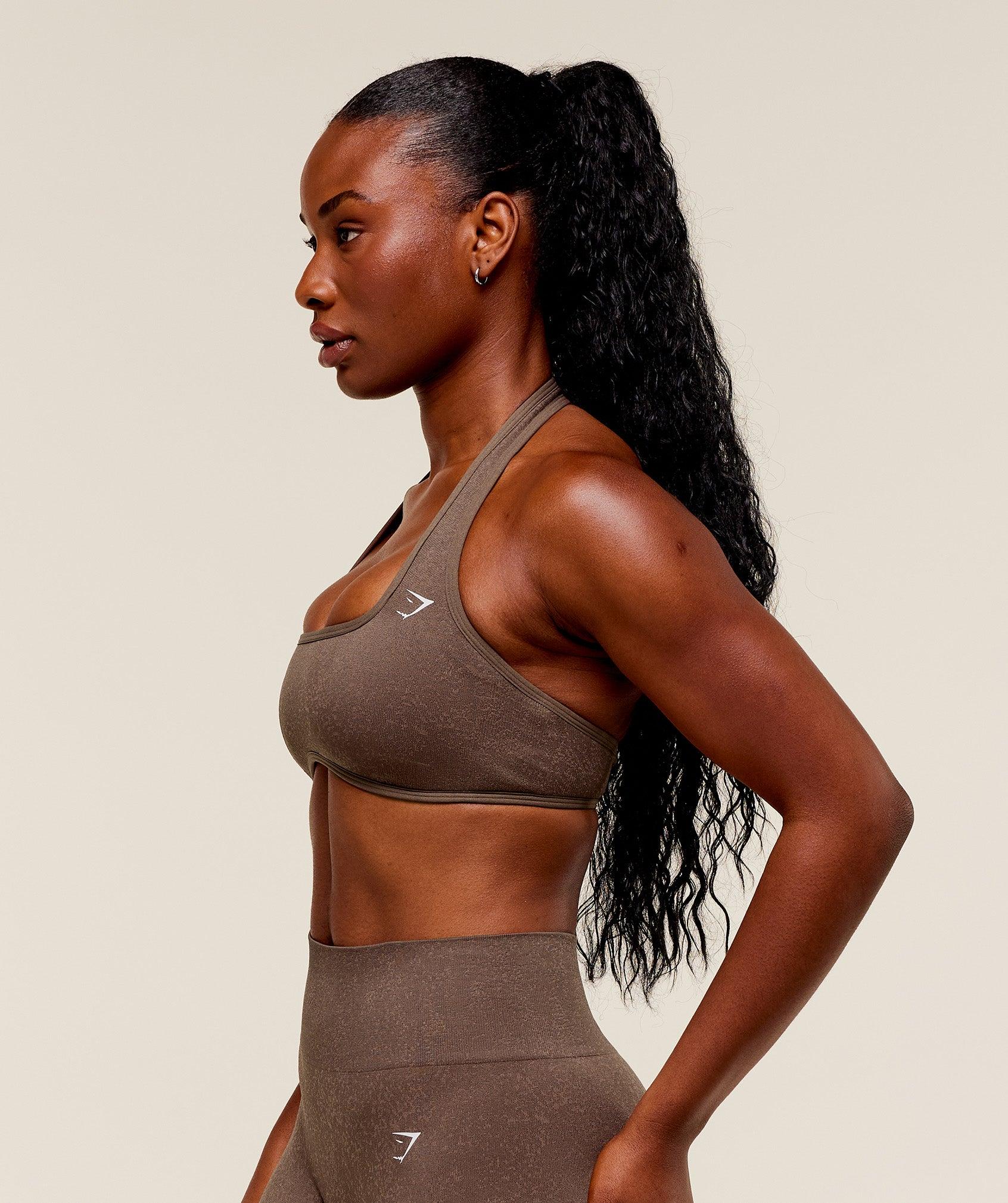 Gymshark Adapt Fleck x Whitney Halterneck Sports Bra - Soft Brown/Chestnut Pink Female Product Image