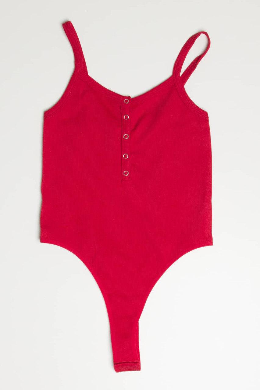 Red Snap Front Seamless Bodysuit Product Image
