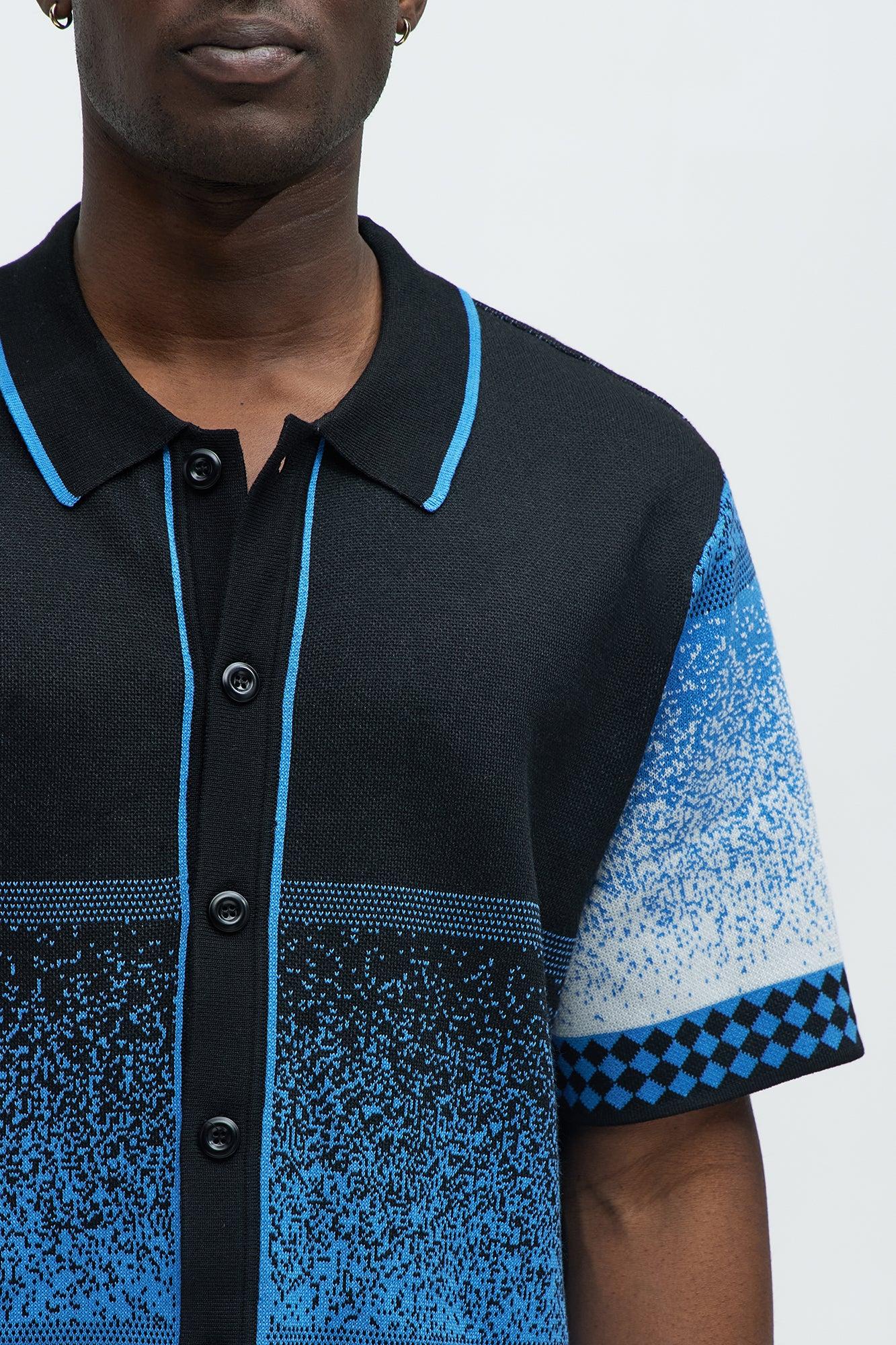 Day To Night Gradient Short Sleeve Knitted Shirt - Multi Color Product Image