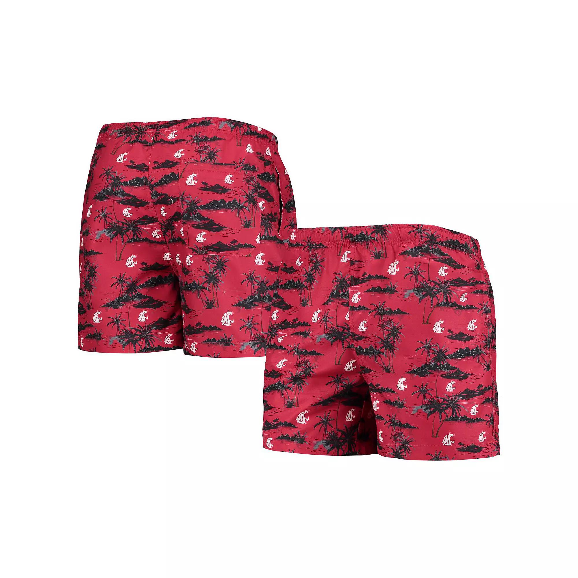 Men's FOCO Crimson Washington State Cougars Island Palm Swim Trunks,  Product Image