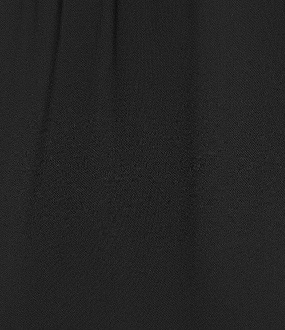 Caroline Rose Plus Matte Crepe Flat Front Elastic Waist Flare Hem Long Skirt Product Image