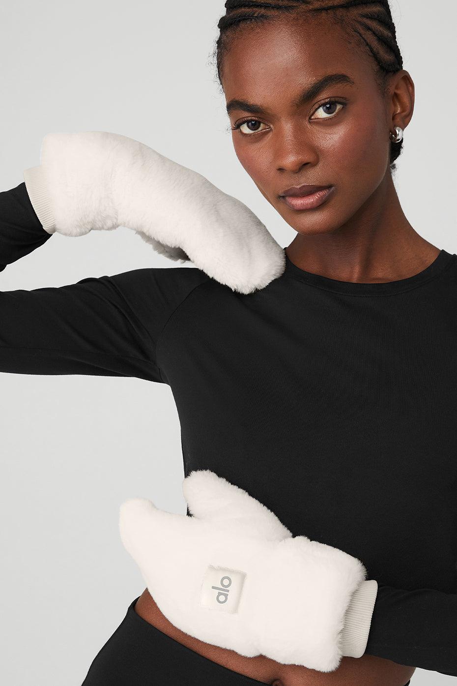 Faux Fur Mittens - Ivory Female Product Image