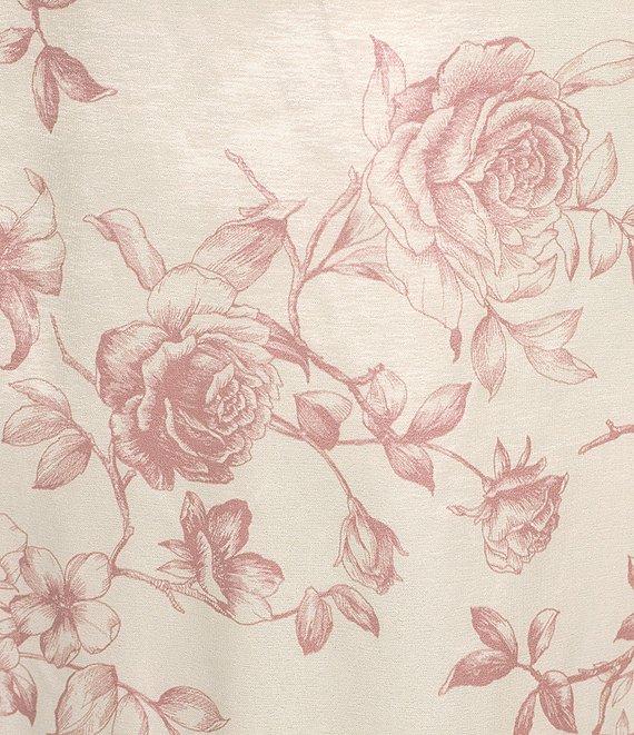 Preston & York Thea Rose Print Taffeta 3/4 Sleeve Point Collar Dress Product Image