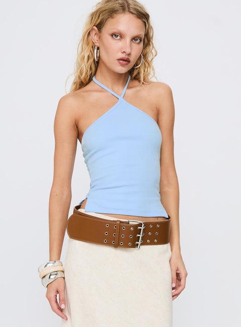 Baseline Halter Rib Top Light Blue Product Image