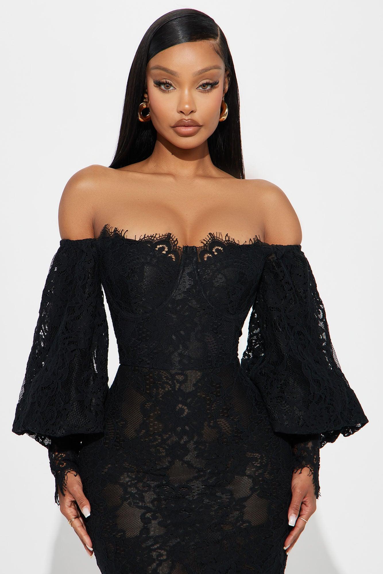 Natalia Lace Maxi Dress - Black Product Image