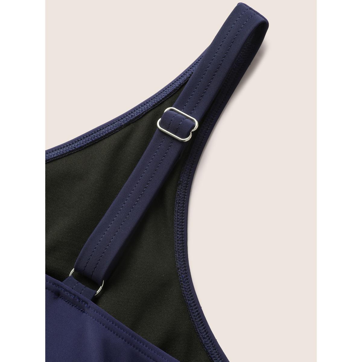 Plus Size V Neck Moon & Star Embroidered Gathered Swim Dress Women's Swimwear Midnight Beach Bodycon V-neck High stretch Curve Swim Dresses BloomChic 30/6X Product Image