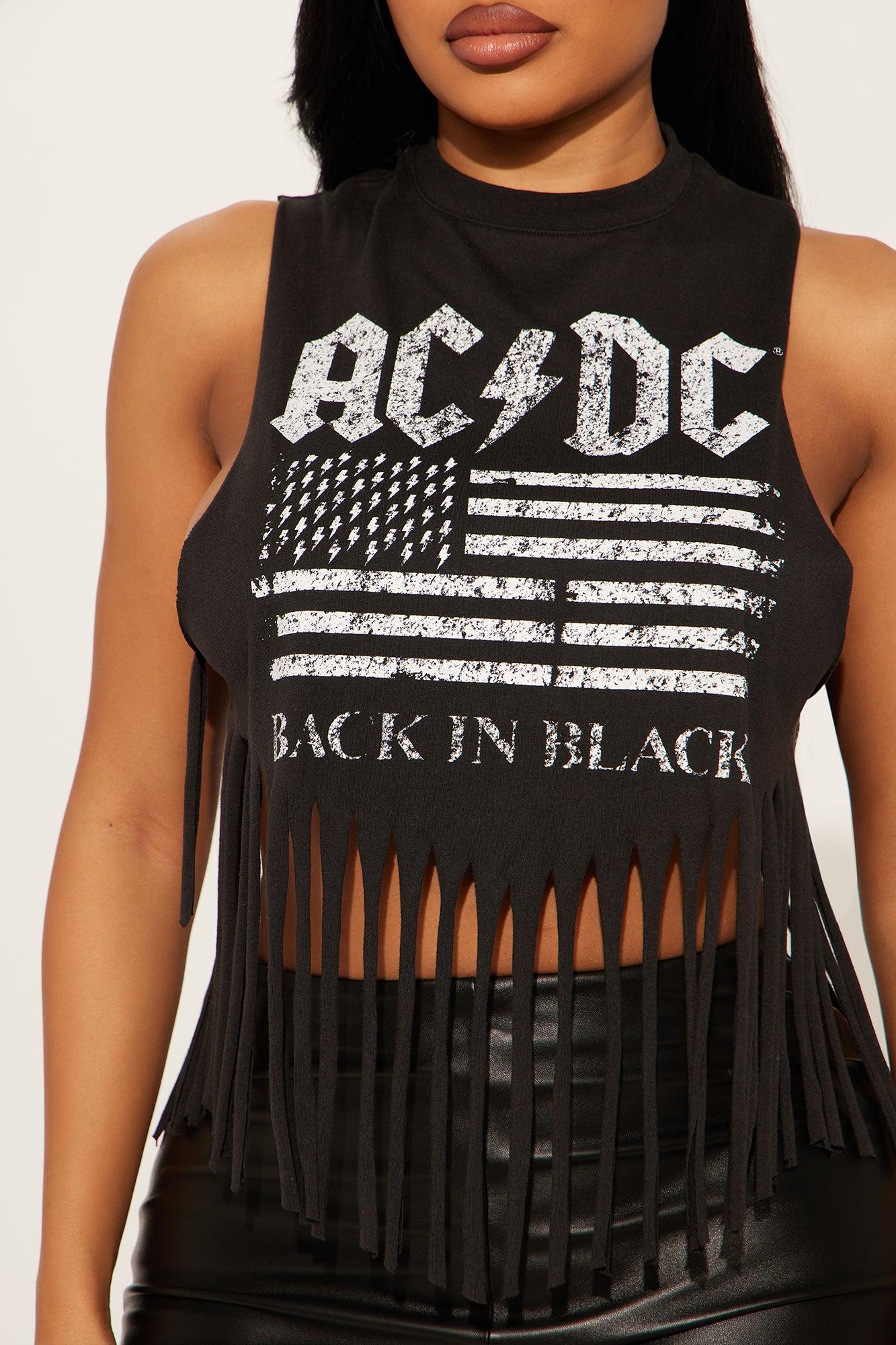ACDC America Back In Black Fringe Tee - Black Product Image