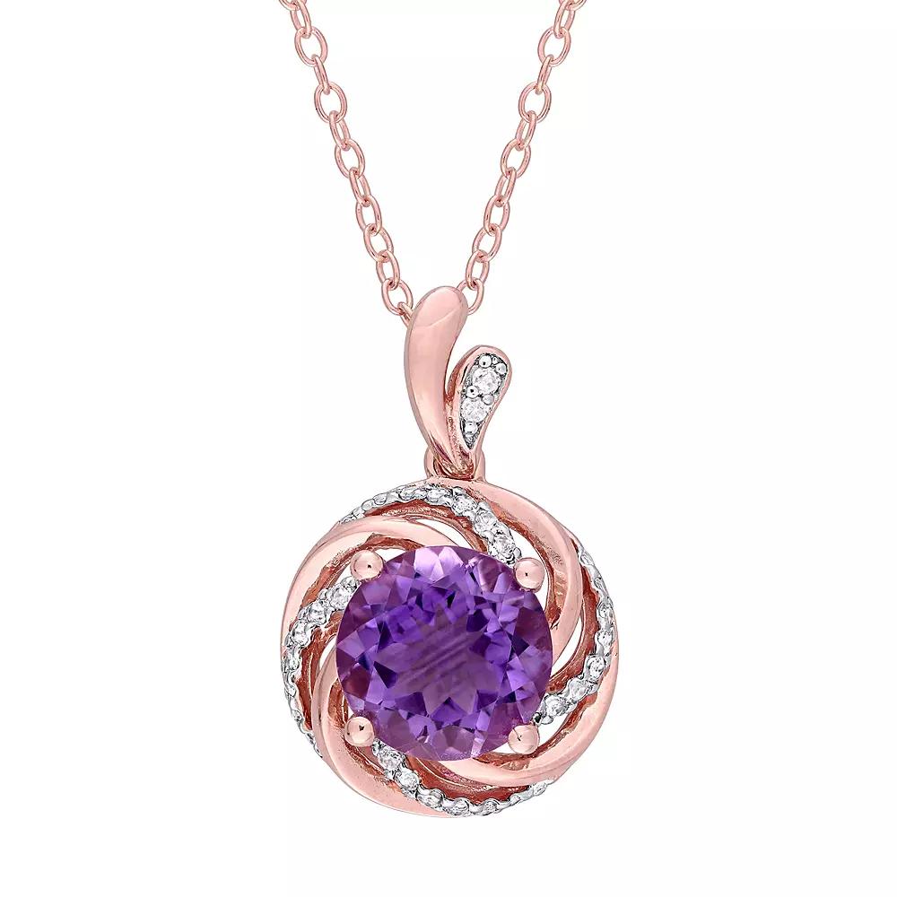 Stella Grace Rose Gold Tone Sterling Silver Amethyst & White Topaz Swirl Pendant Necklace, Women's, Size: 18", Pink Tone Product Image
