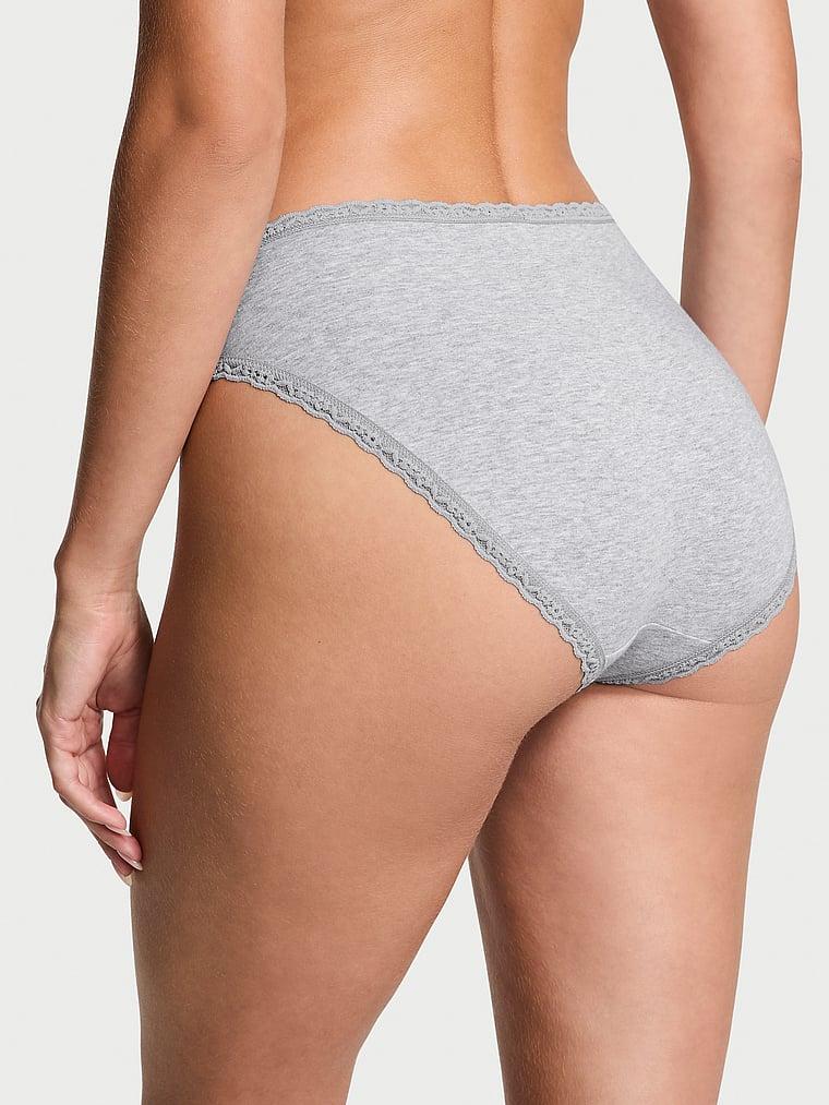 Lace-Trim Cotton High-Leg Brief Panty Product Image