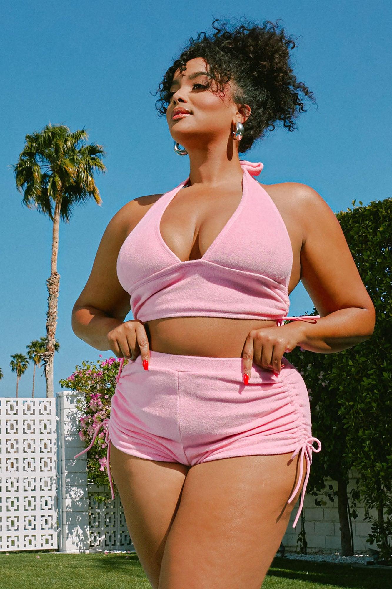 Sabrina Halter Terry 2 Piece Bikini - Pink Product Image