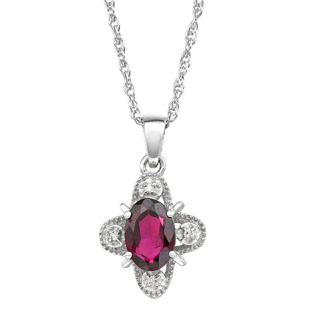 Jewelexcess Sterling Silver 1 Carat T.W. Gemstone & Diamond Accent Pendant Necklace, Women's, Size: 18", Red Product Image