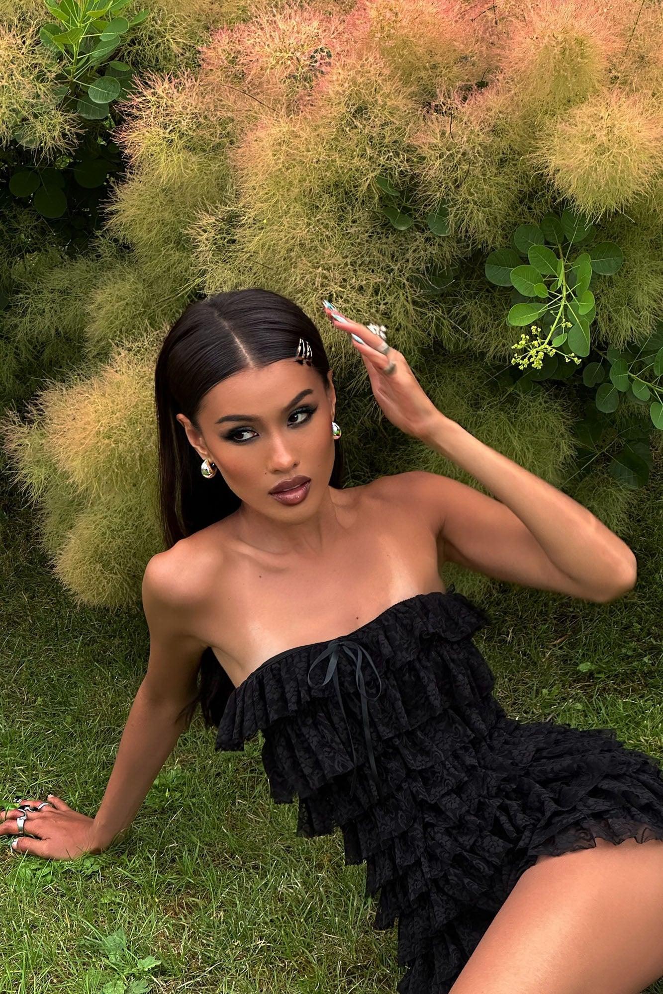 Coquette Cutie Lace Romper - Black Product Image