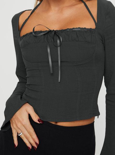 Trynia Long Sleeve Top Grey Product Image