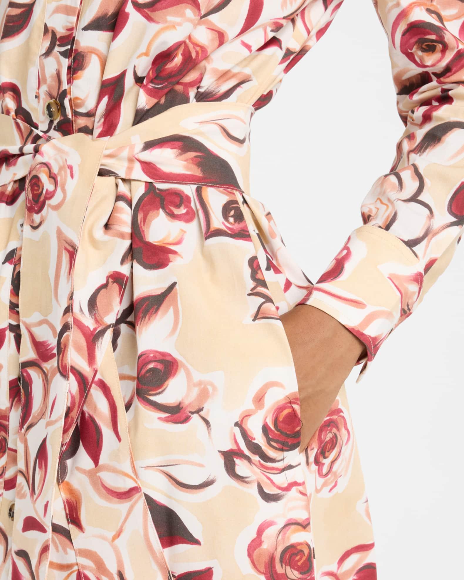 Belted Floral-Print Midi Shirtdress Product Image