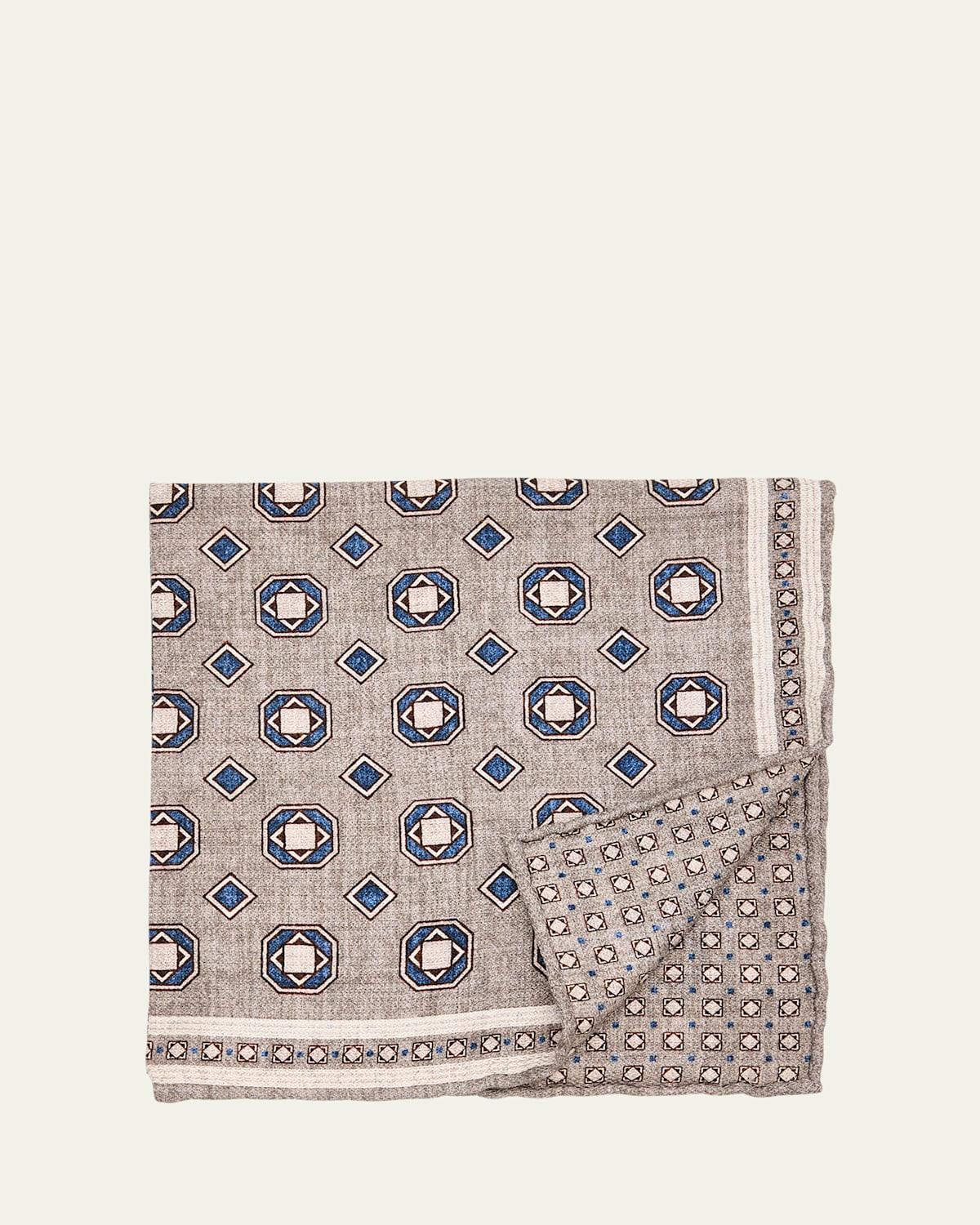 Mens Silk Geometric Pocket Square Product Image