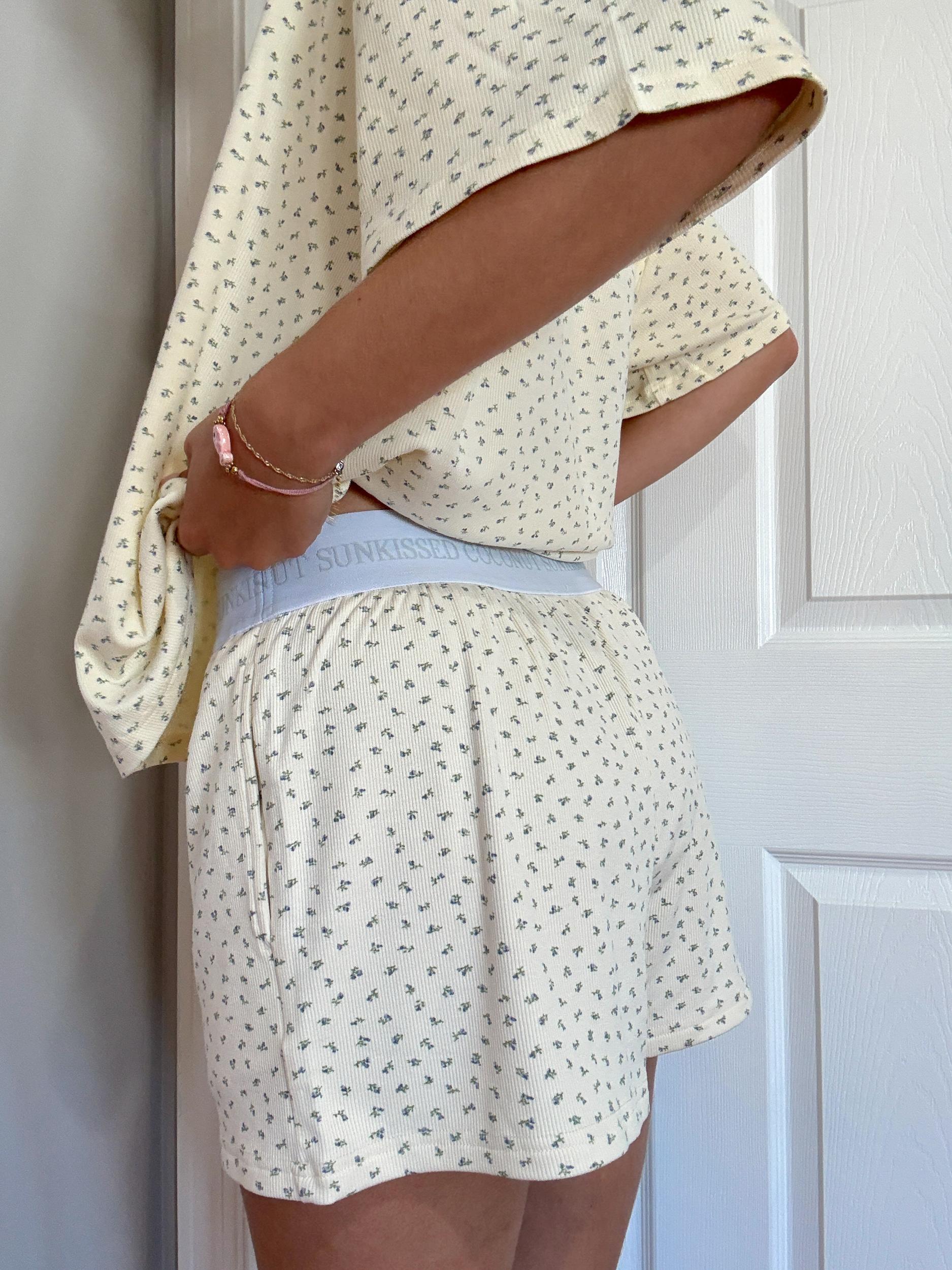 Pale Floral Pajama Shorts Product Image