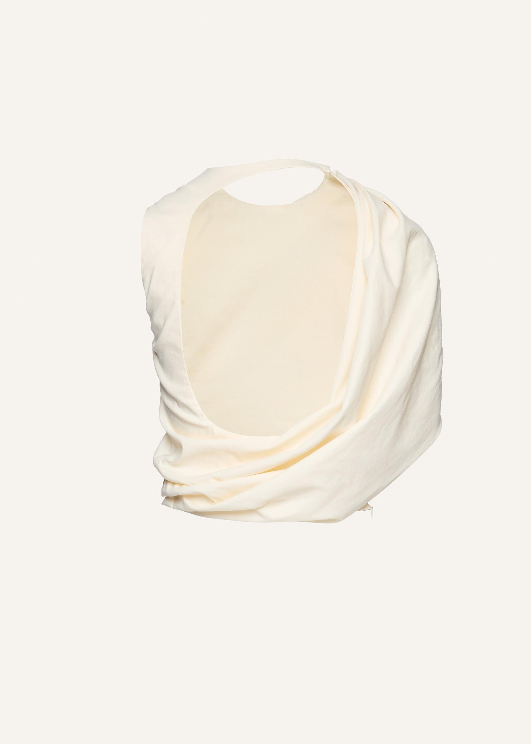 Asymmetric draped top in cream Product Image