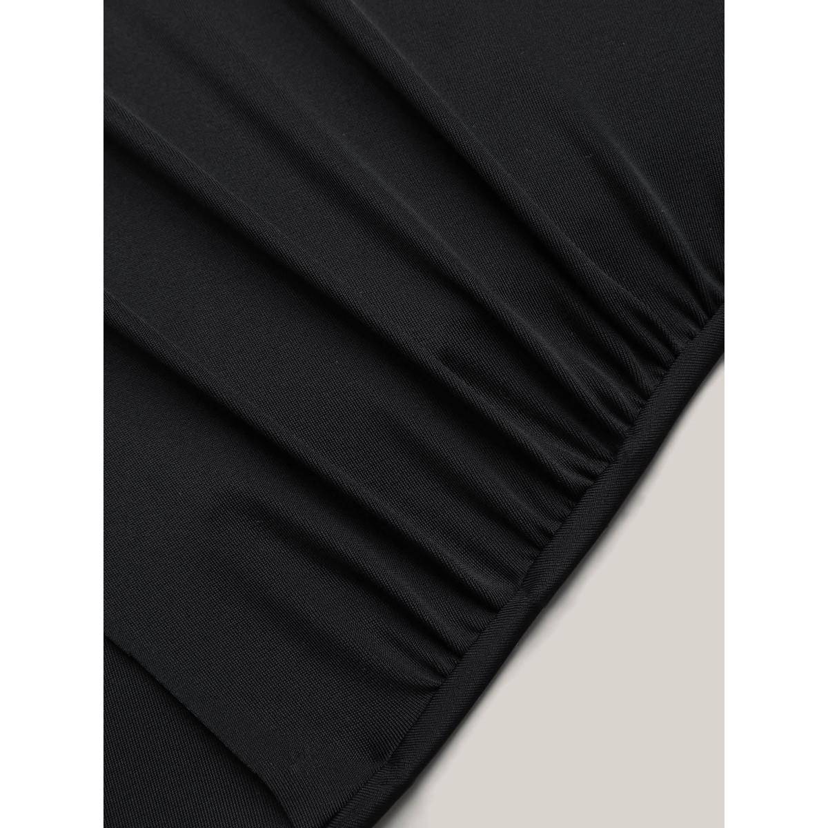 Plus Size Wrap Ruched High-Waisted Swim Bottoms Women's Swimwear Black Resort Gathered High stretch Bodycon High Rise Curve Swim Bottoms BloomChic 12/L Product Image