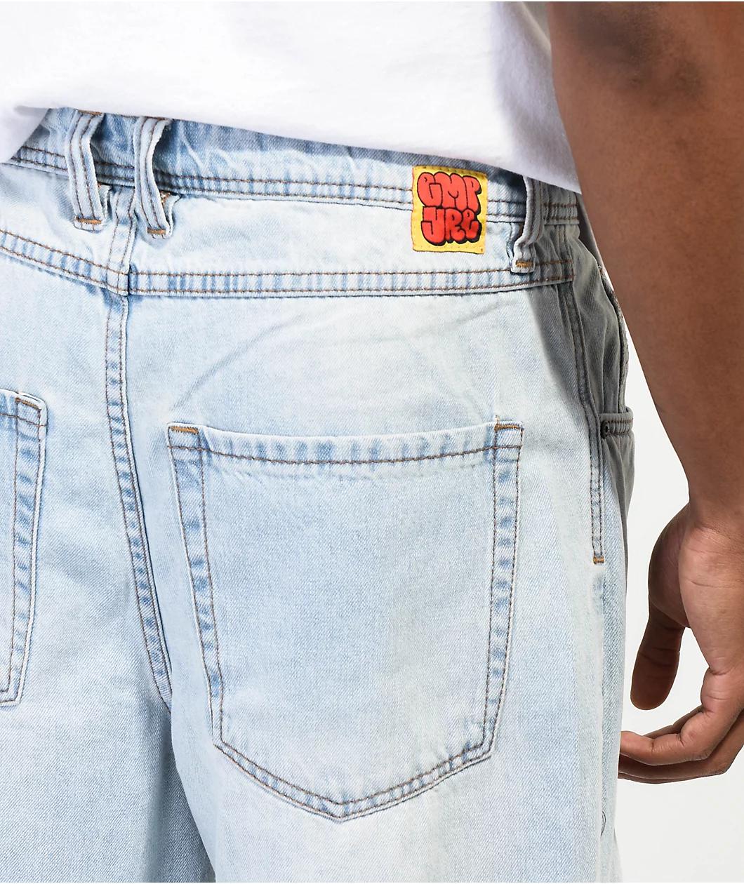 Empyre Peri Light Blue Wash Ripped Skate Jeans Product Image