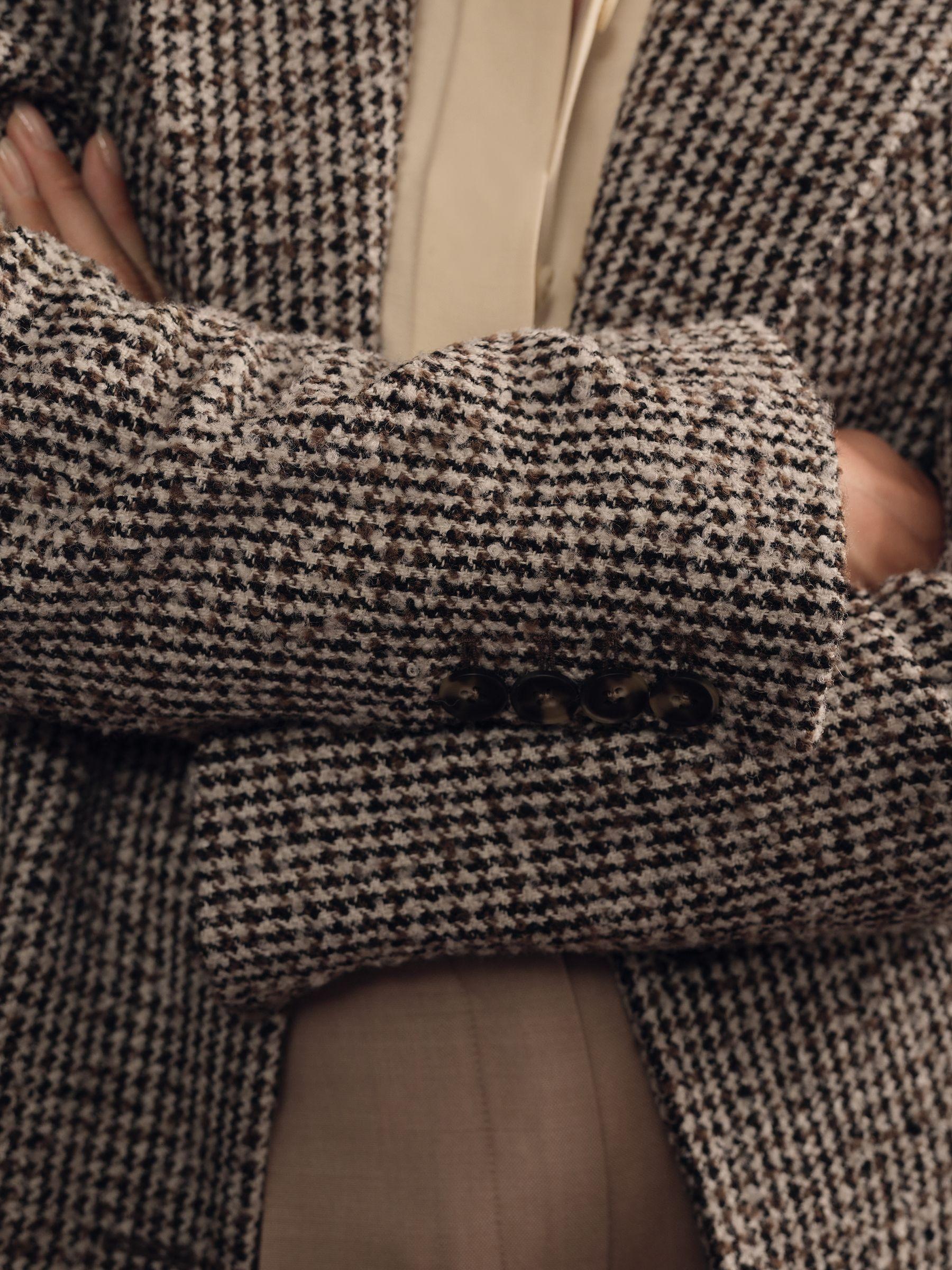 Wool-Blend Houndstooth-Check Coat in Brown Check Product Image
