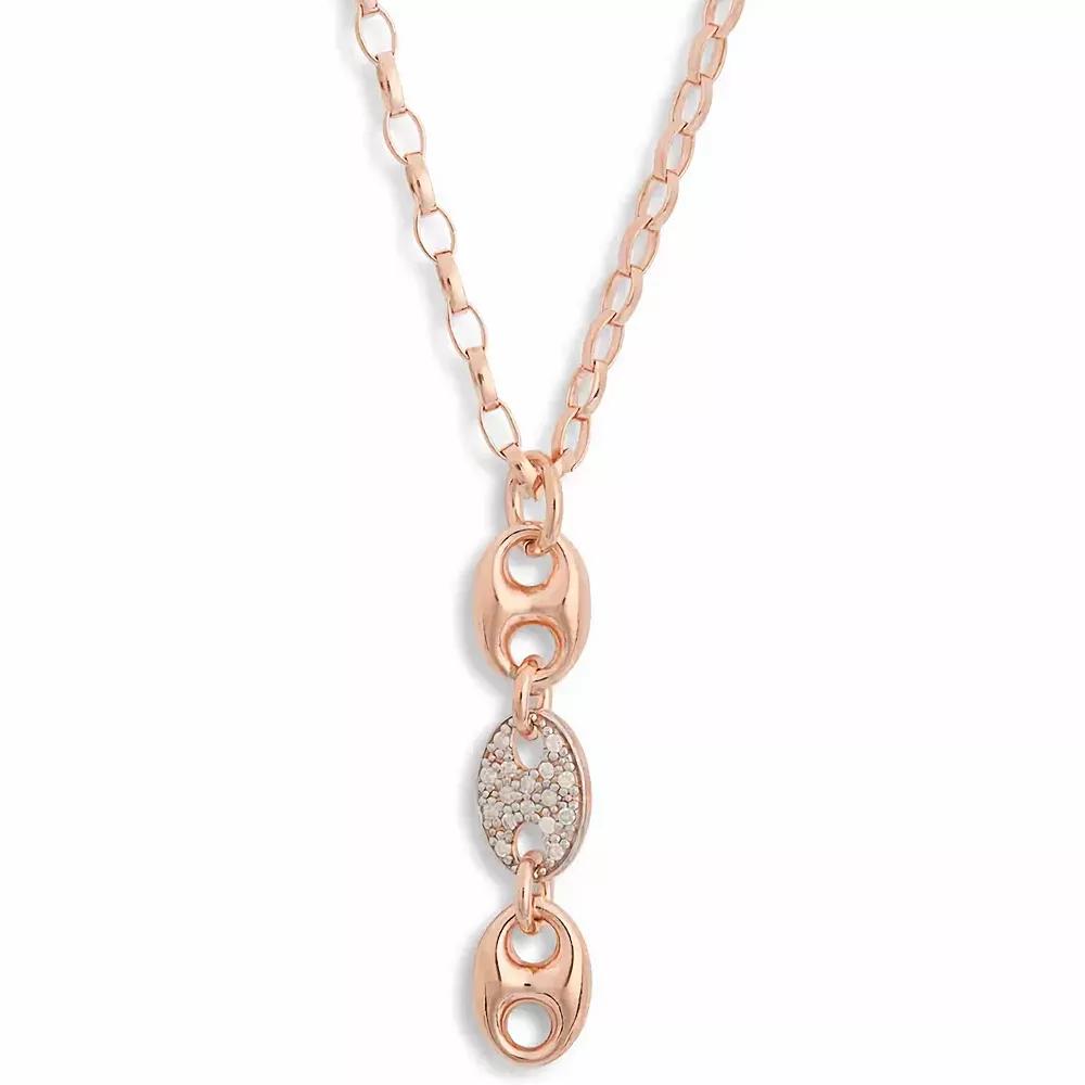 Meshmerise Sterling Silver 1/7 Carat T.W. Diamond Links Drop Necklace, Women's, Size: 16-18" ADJ, Pink Tone Product Image