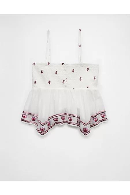 AE Handkerchief Hem Smocked Babydoll Tube Top Women's Product Image