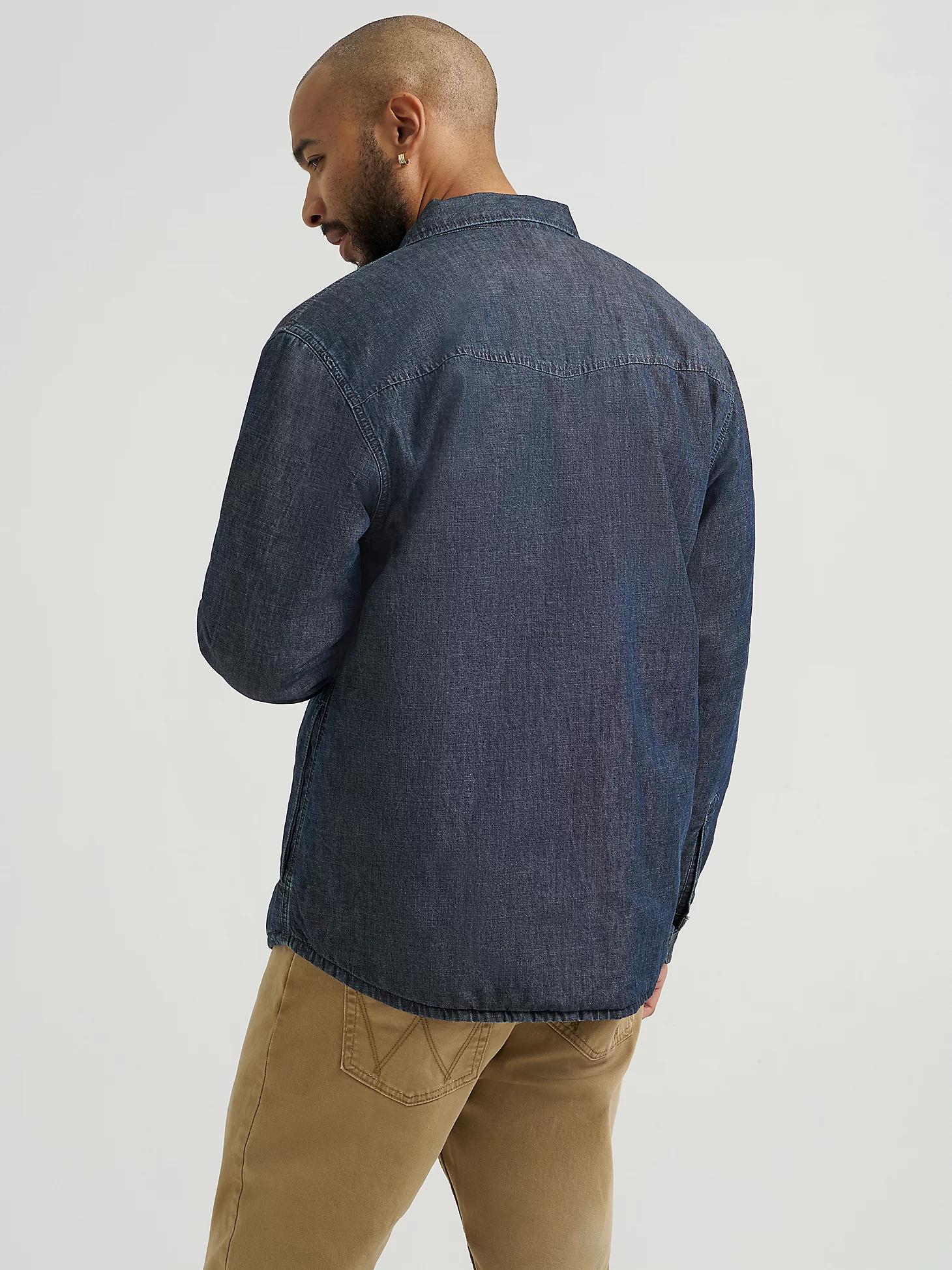 Men's Printed Fleece Lined Denim Shirt in Gravel Wash Product Image
