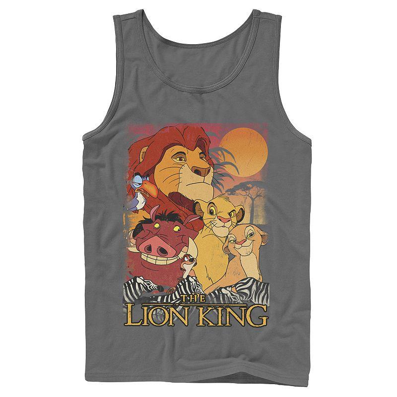 Men's Disney Lion King Happy Group Shot Sunset Vintage Poster Tank Top,  Product Image