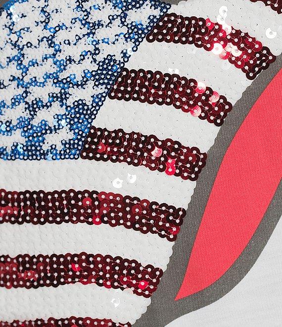 Lucky Brand Knit Rolling Stones Floral Graphic Crew Neck Short Sleeve Tee Product Image