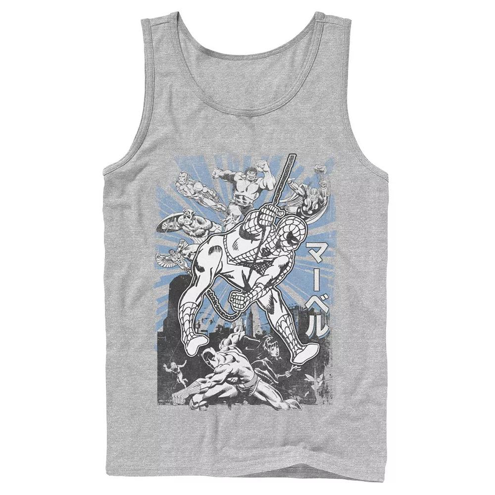 Men's Marvel Avengers Kanji Group Shot Spiderman Tank Top,  Product Image