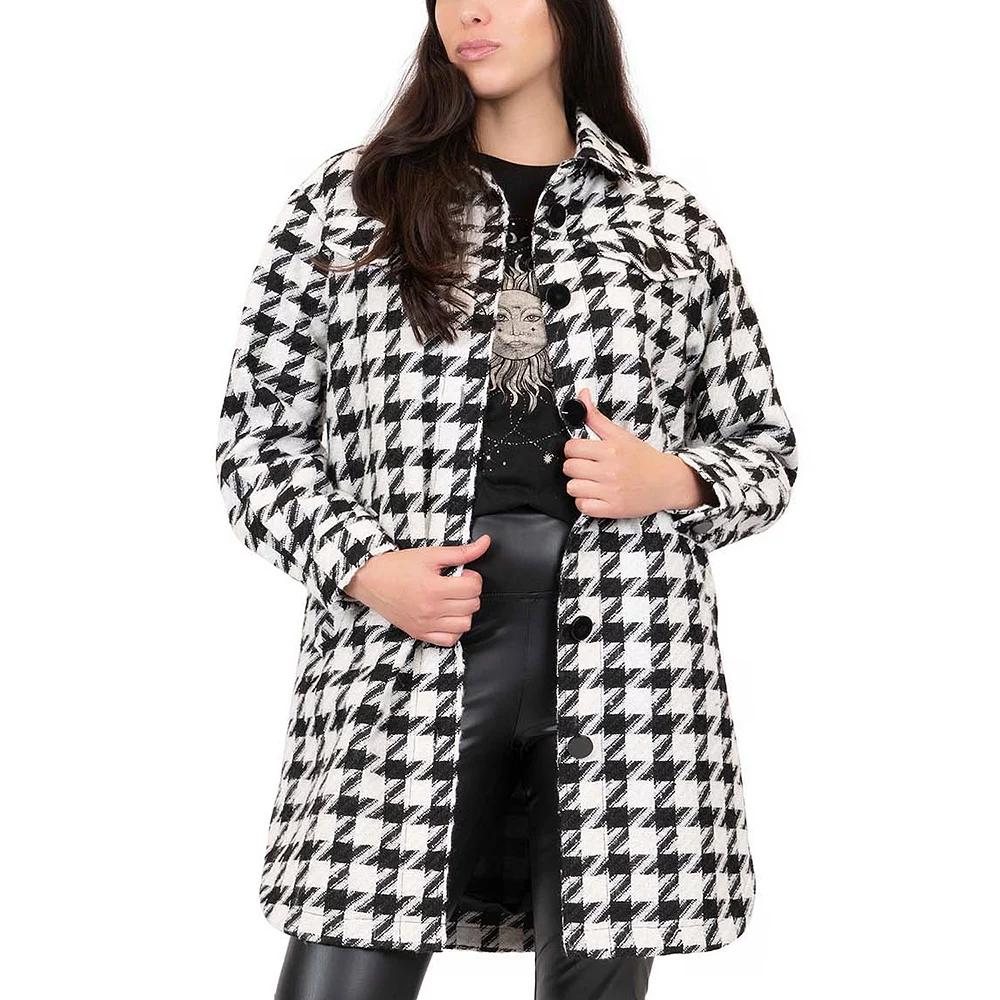 Juniors Coffee Shop Oversized Faux Wool Shacket, Womens Product Image