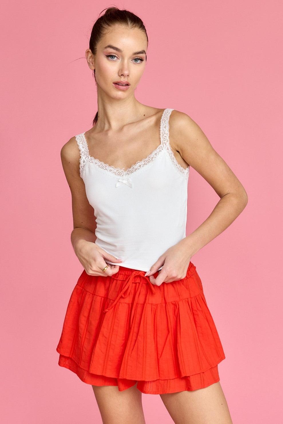 FINAL SALE Jacinda Lace Trim Knit Cami Product Image